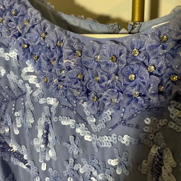 Mac Duggal Embellished High Neck Puff Sleeve Fitted Dress Light blue size 6 - Picture 5 of 6